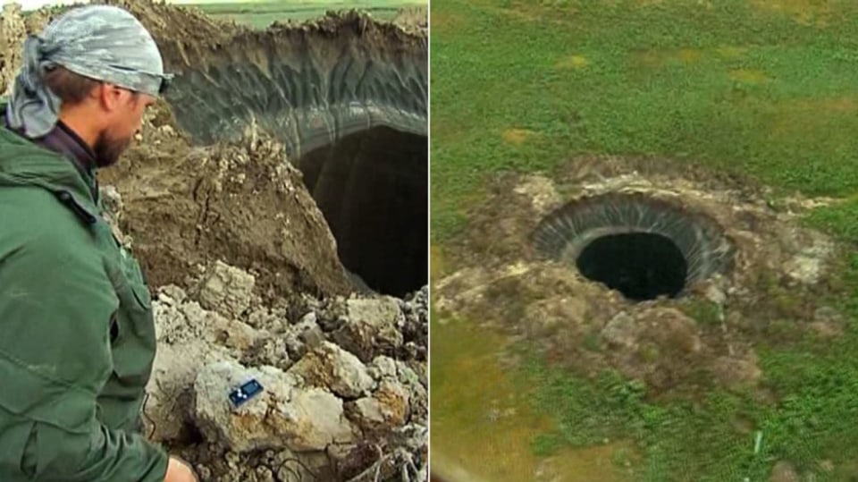 Jeden z obřích kráterů na Sibiři